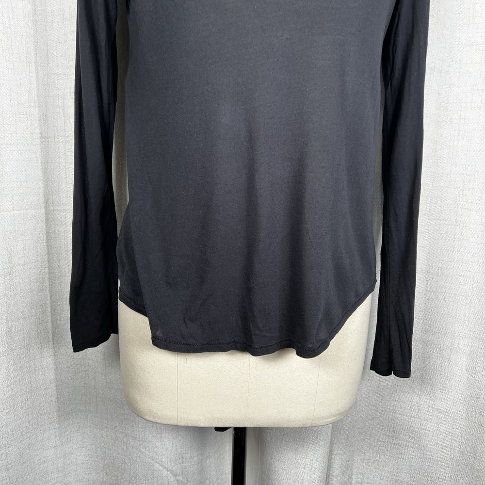 Vince Essential Basic Black Long Sleeve Crew Neck… - image 3